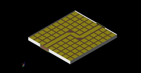 電子バンドギャップ基板上のマイクロストリップギャップ導波路 イメージ図