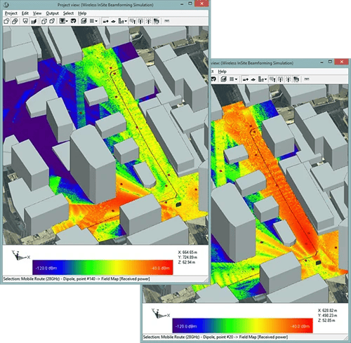 ワイヤレスInSite MIMOを用いた都市環境におけるビームフォーミングの可視化