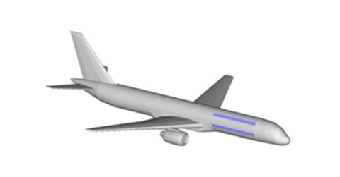 航空機用円形パッチアンテナの結合シミュレーション イメージ図