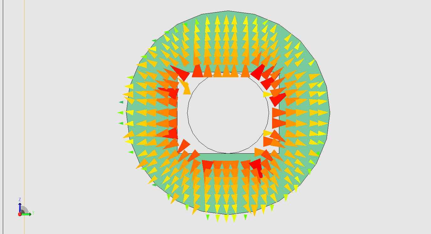 図5導波管ポート機能を使用したシミュレーションの励起に使用した入力ポートの磁場分布。