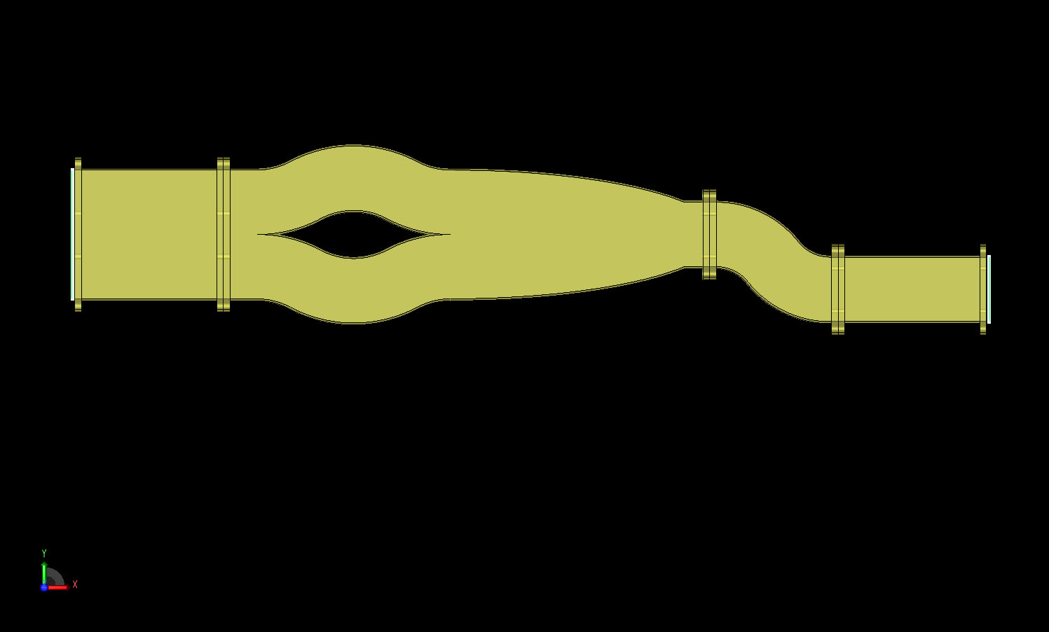 図11マルチモード・コンバータのCAD形状を断面図で示す。