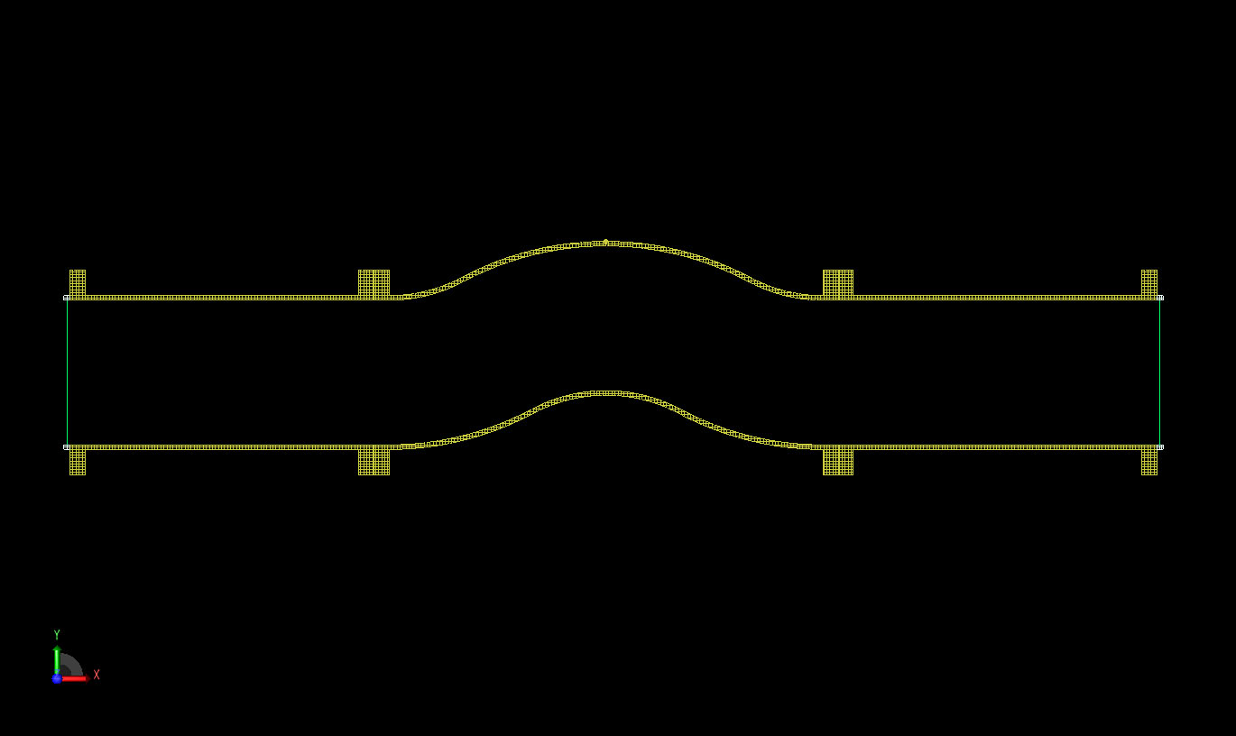 図7トライベンド形状のXFdtdメッシュの断面図。