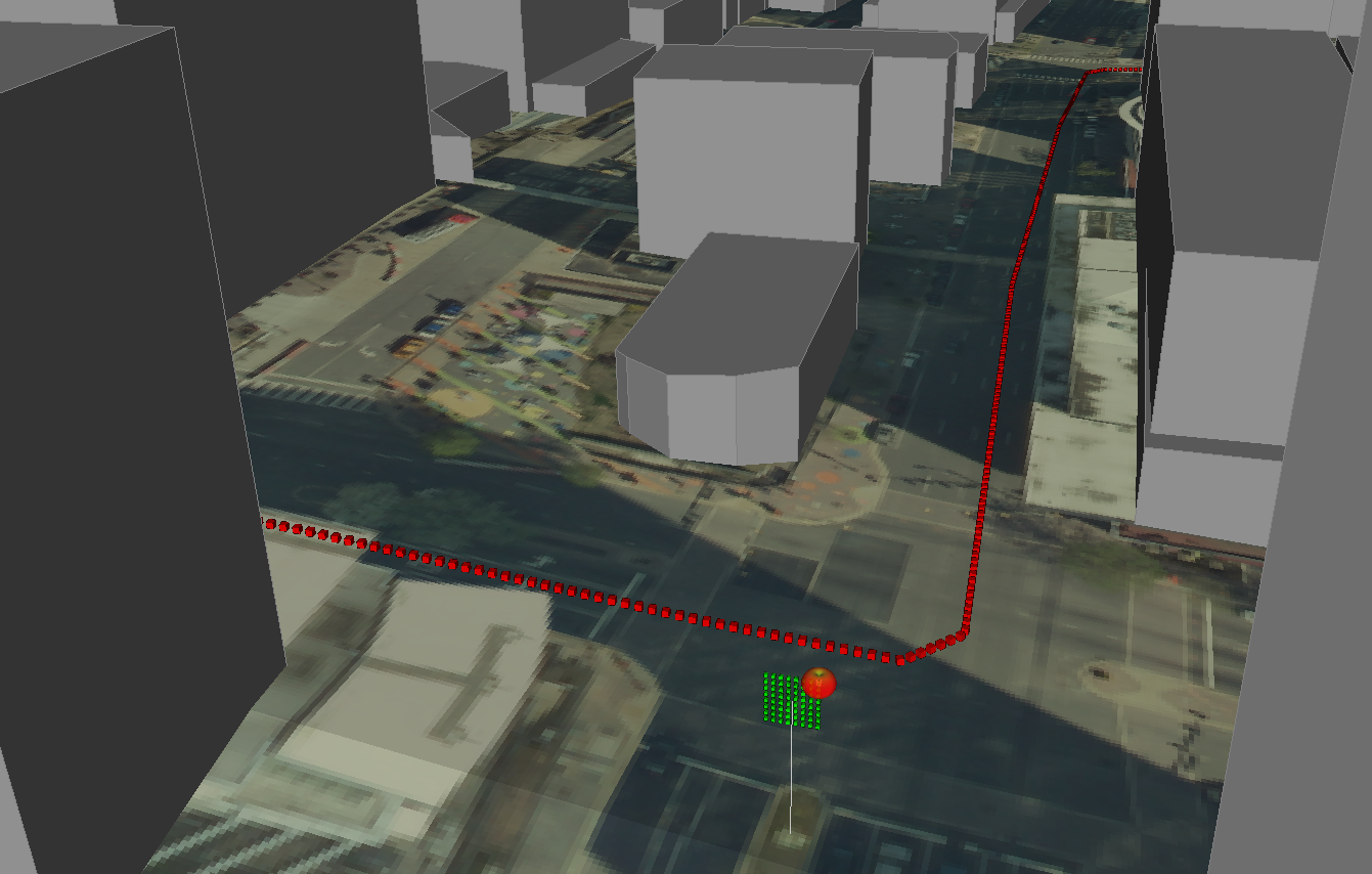 図1：Rosslynの3D建物と地形データは、Wireless InSteのSISOとMIMO解析用にセットアップされている。