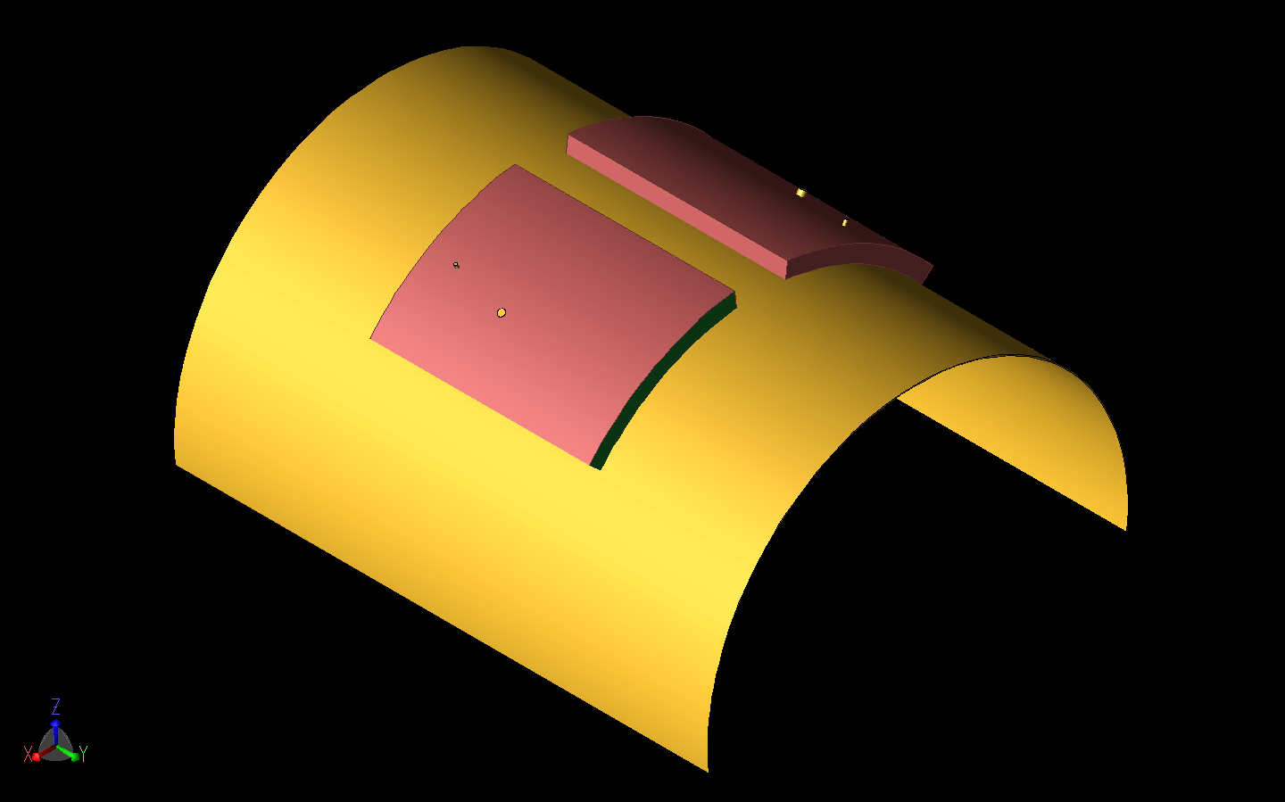 図16：図11bのMIMOアレイは、Y軸を中心に半径40mmの円柱の周りに湾曲している。
